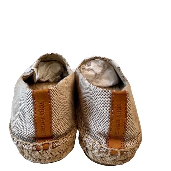 Tory Burch Lonnie espadrilles size 8.5 tan with cream colored logo on top - Picture 2 of 13